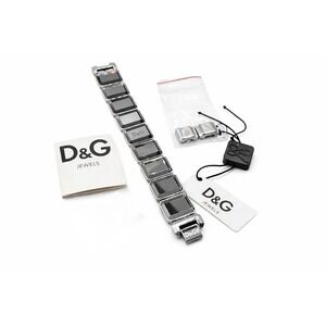 Dolce & Gabbana D&G Mirror Link Bracelet Silver Tone 7" + Extenders